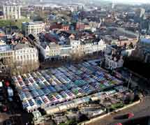 Norwich market view from City Hall tower