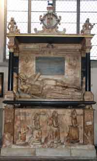 john suckling front view of tonb with 2 figures lying on base