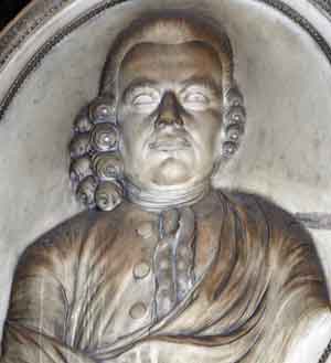 bust relief in stone of Thomas Churchman