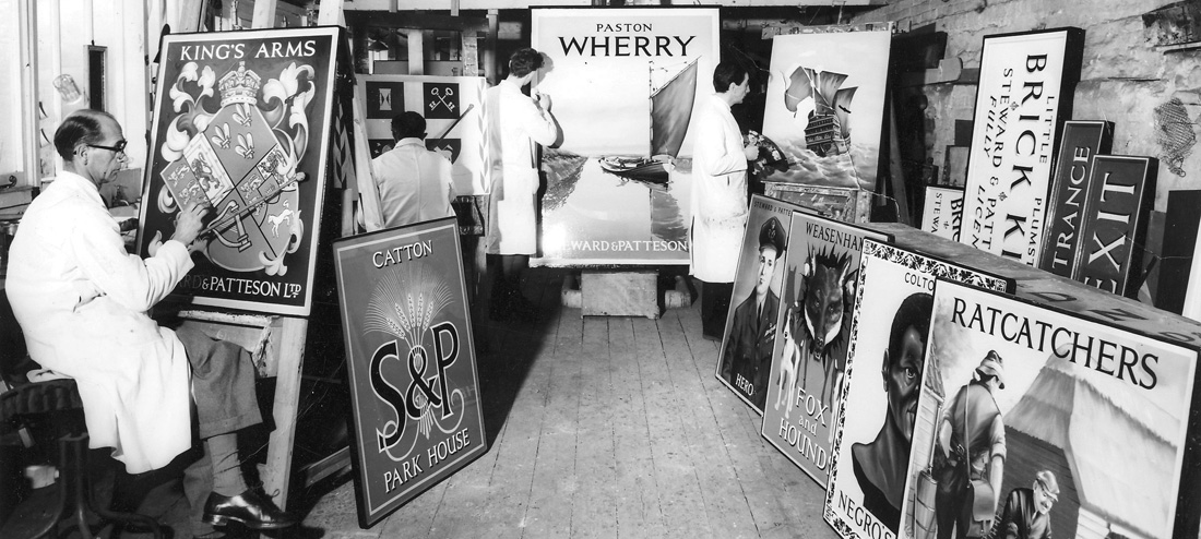 Signwriters at Steward & Patteson Brewery
